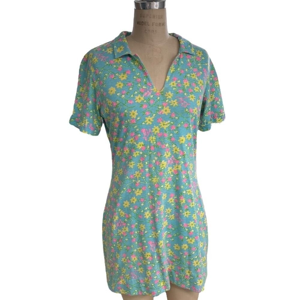 Lilly Pulitzer The Lilly Vintage Blue Floral Print Short Sleeve Collared Dress